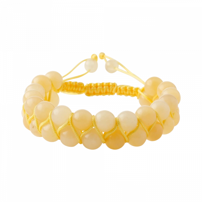 Kalsit 8mm Çift Sıra Makrome Doğal Taş Bileklik