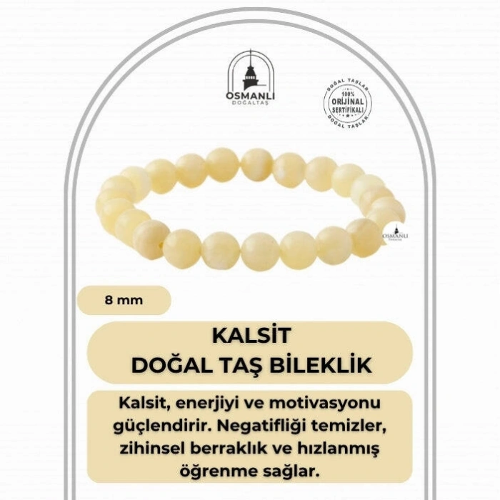 Kalsit 8mm Doğal Taş Bileklik