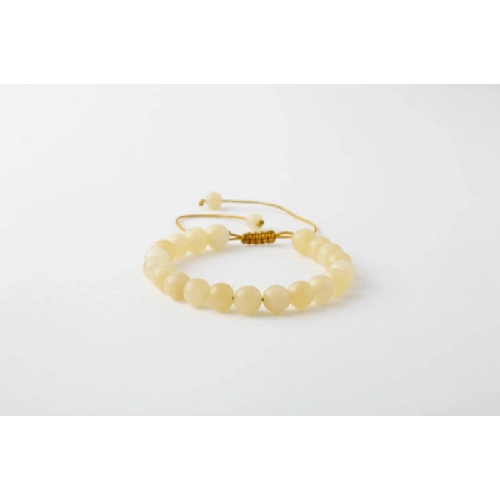 Kalsit 8mm Merdiven Kapama Doğal Taş Bileklik