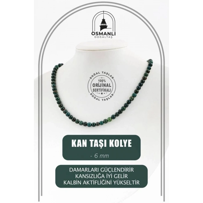 Kan Taşı 6 mm Dizi Doğal Taş Kolye
