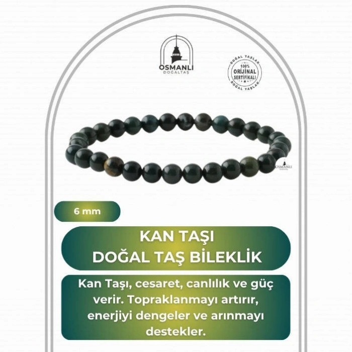Kan Taşı 6mm Doğal Taş Bileklik