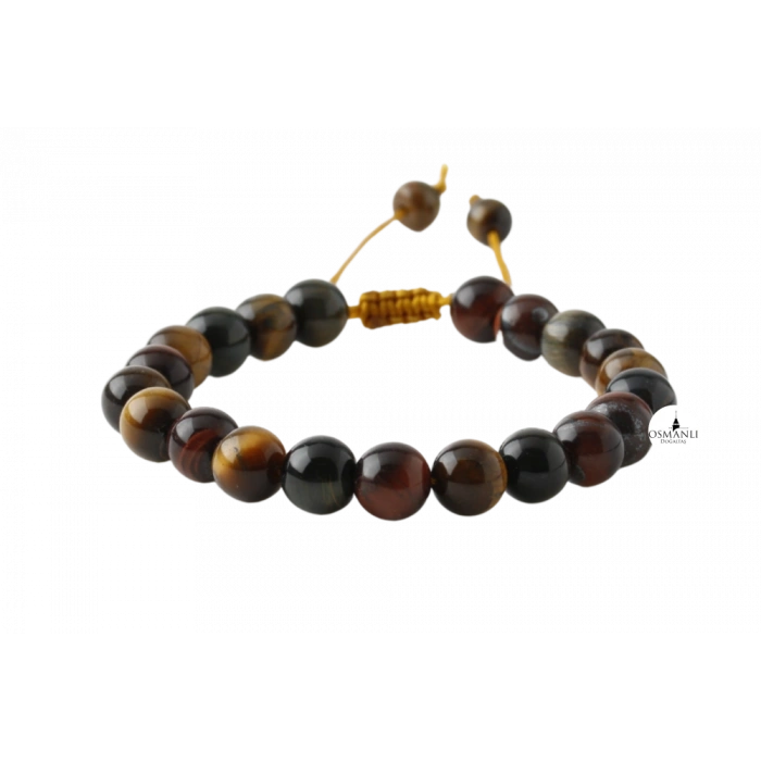 Kaplan Gözü 8mm Merdiven Kapama Doğal Taş Bileklik