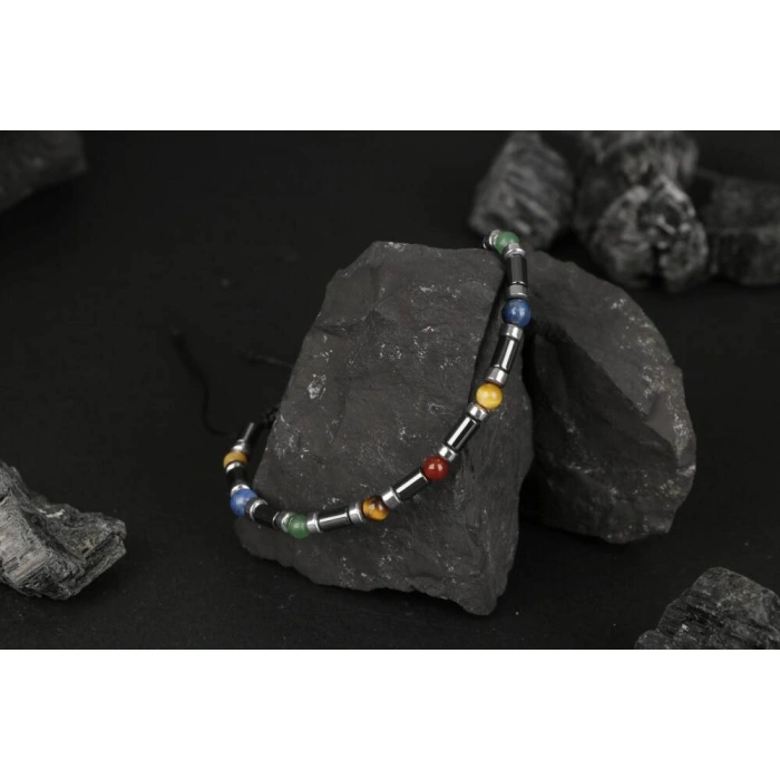 Kaplan Gözü-Hematit-Kırmızı Akik-Aventurin-Lapis Lazuli Doğal Taş Bileklik