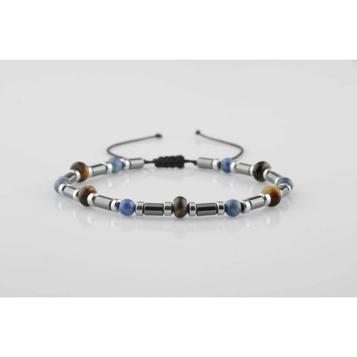 Kaplan Gözü-Hematit-Lapis Lazuli Doğal Taş Bileklik