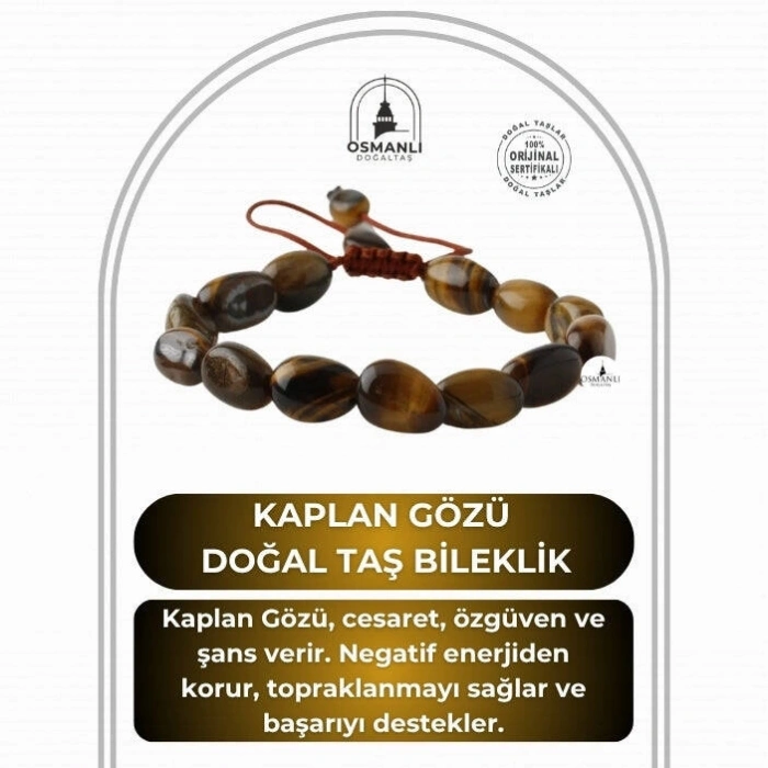 Kaplan Gözü Natürel Kesim Doğal Taş Bileklik