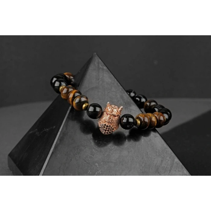 Kaplan Gözü-Siyah Göz Akik-Hematit Zirkon Doğal Taş Bileklik