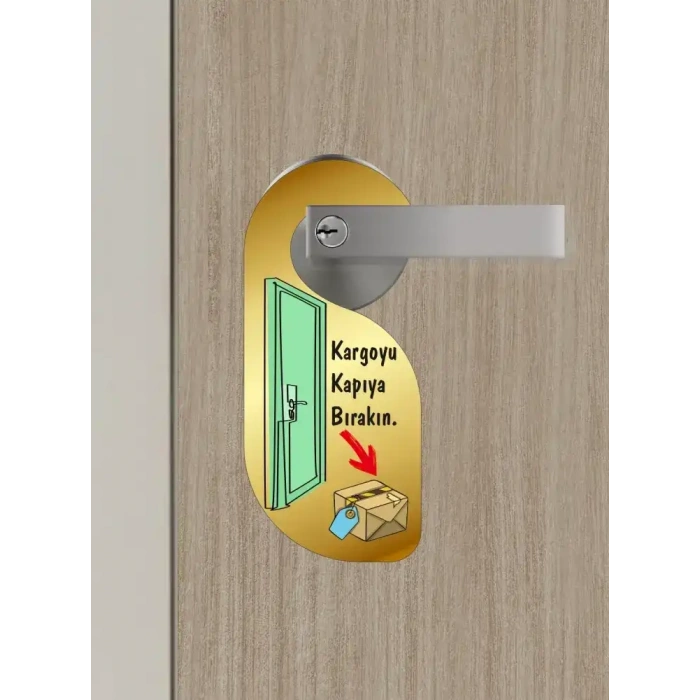 Kargoyu Kapıya Bırakın Kapı Askısı Kapı Uyarı Levhası