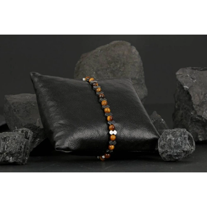 Kırlangıç Kaplan Gözü-Hematit Doğal Taş Erkek Bileklik