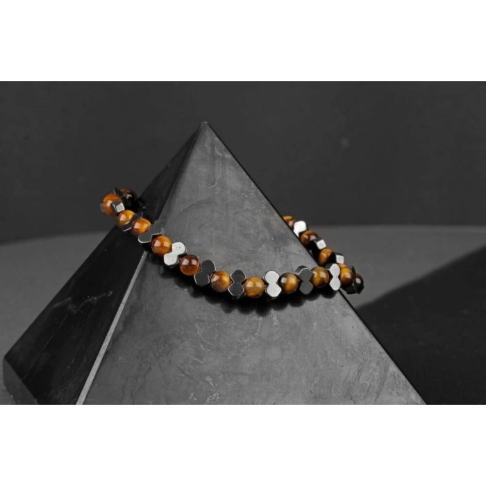 Kırlangıç Kaplan Gözü-Hematit Doğal Taş Erkek Bileklik