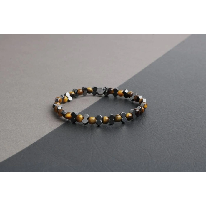 Kırlangıç Kaplan Gözü-Hematit Doğal Taş Erkek Bileklik