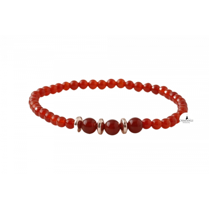 Kırmızı Akik 4mm Doğal Taş Bileklik