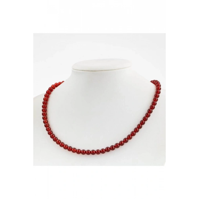 Kırmızı Akik 6 mm Dizi Doğal Taş Kolye