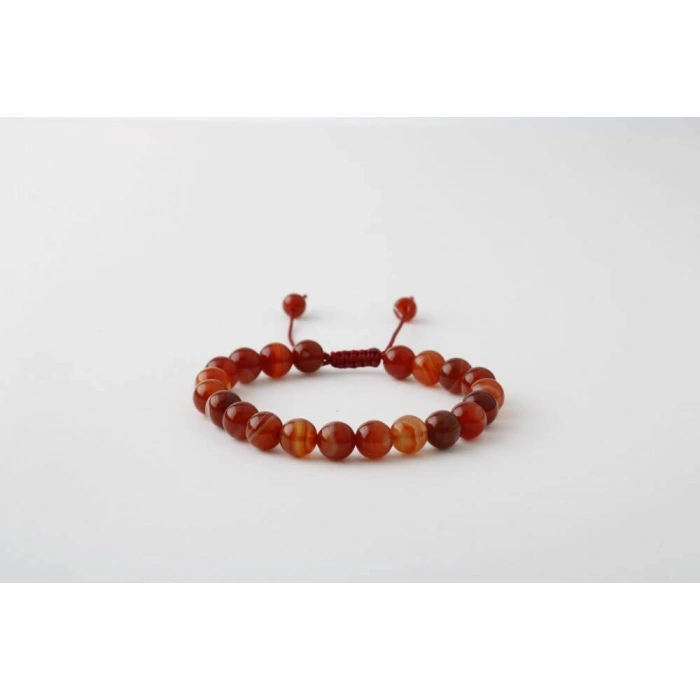 Kırmızı Akik 6mm Merdiven Kapama Doğal Taş Bileklik