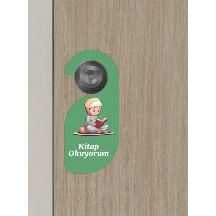 Kitap Okuyorum. Erkek Kapı Askısı Kapı Uyarı Levhası