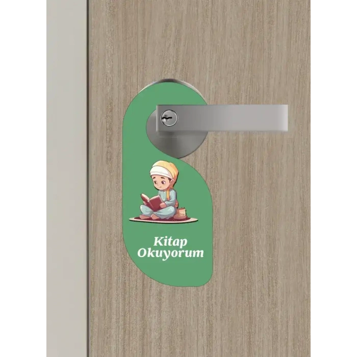 Kitap Okuyorum. Erkek Kapı Askısı Kapı Uyarı Levhası