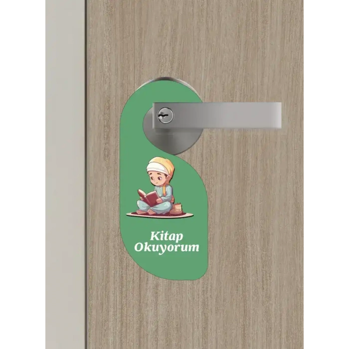 Kitap Okuyorum. Erkek Kapı Askısı Kapı Uyarı Levhası