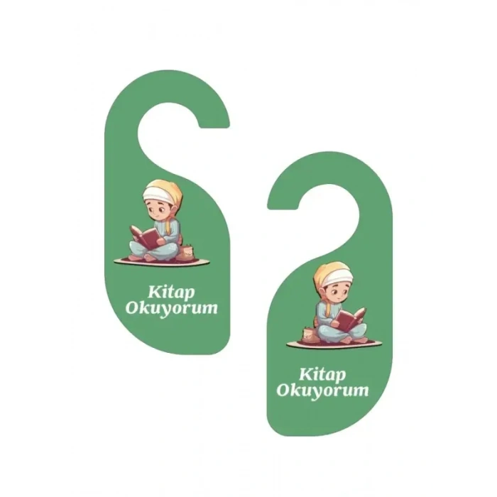 Kitap Okuyorum. Erkek Kapı Askısı Kapı Uyarı Levhası