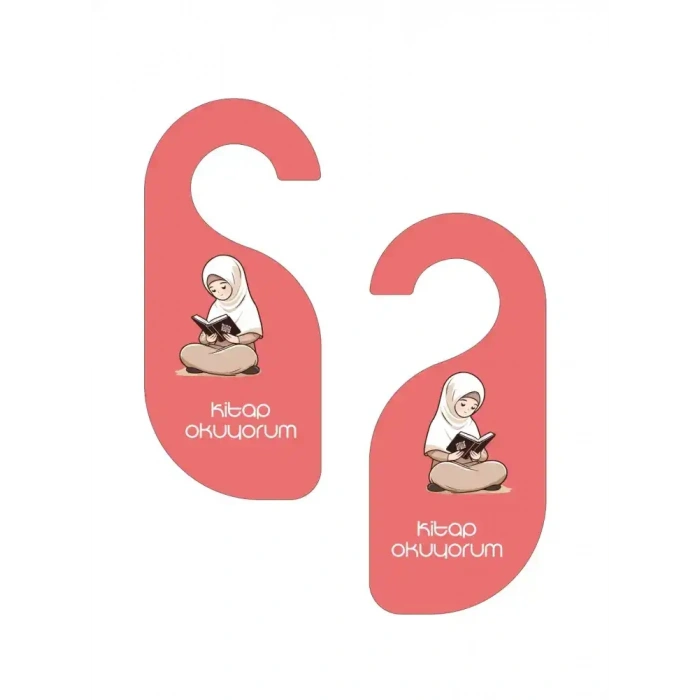 Kitap Okuyorum. Kız Kapı Askısı Kapı Uyarı Levhası
