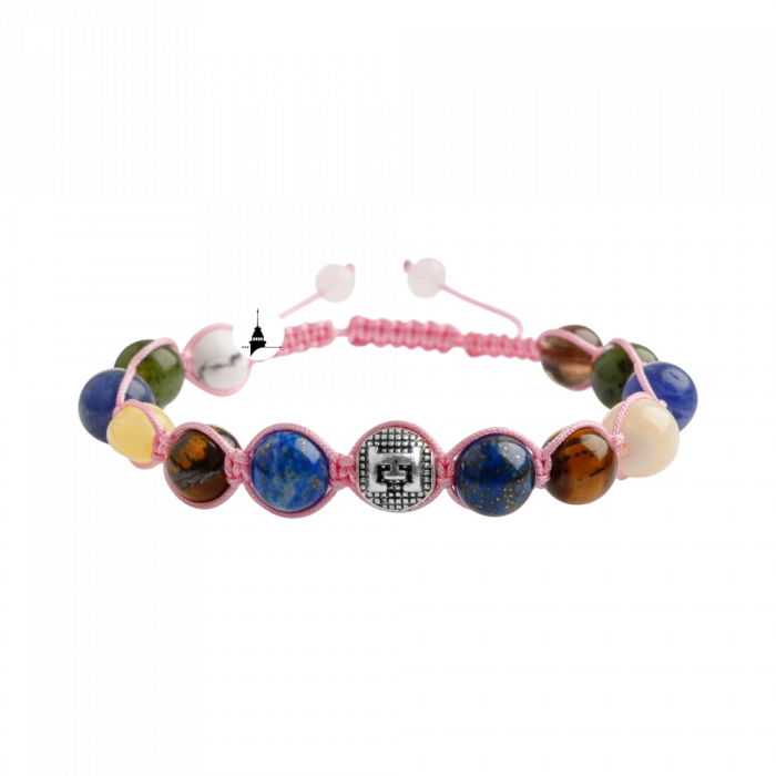 Kız Öğrenci Doğal Taş Harfli Makrome Bileklik