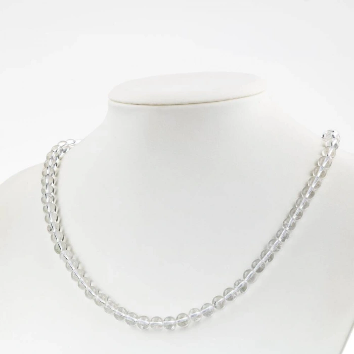 Kristal Kuvars 6 mm Dizi Doğal Taş Kolye