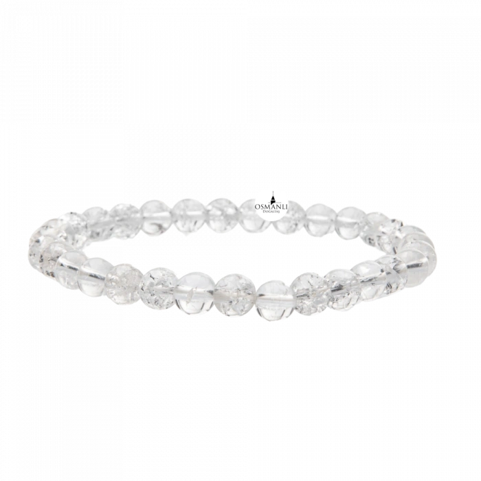 Kristal Kuvars 6mm Doğal Taş Bileklik