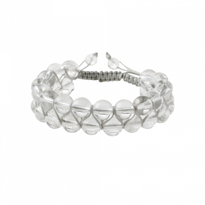 Kristal Kuvars 8mm Çift Sıra Makrome Doğal Taş Bileklik