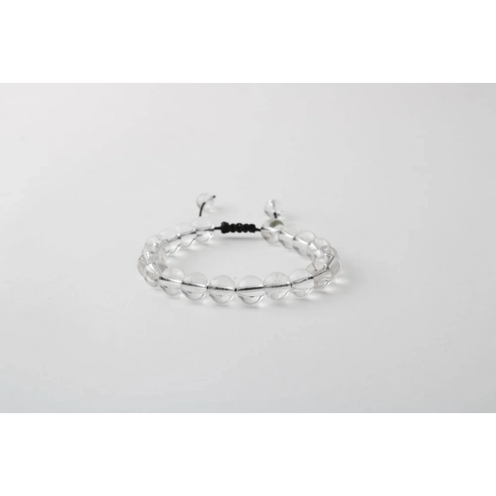 Kristal Kuvars 8mm Merdiven Kapama Doğal Taş Bileklik