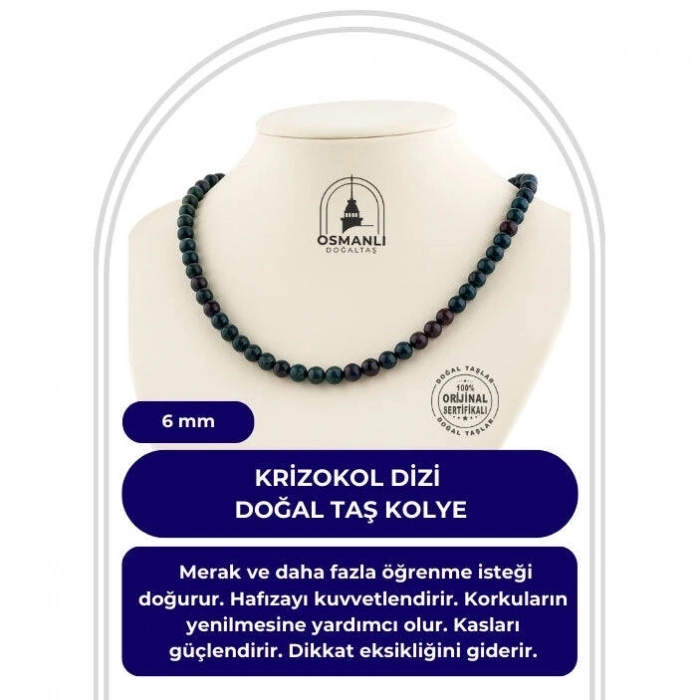 Krizokol 6 mm Dizi Doğal Taş Kolye