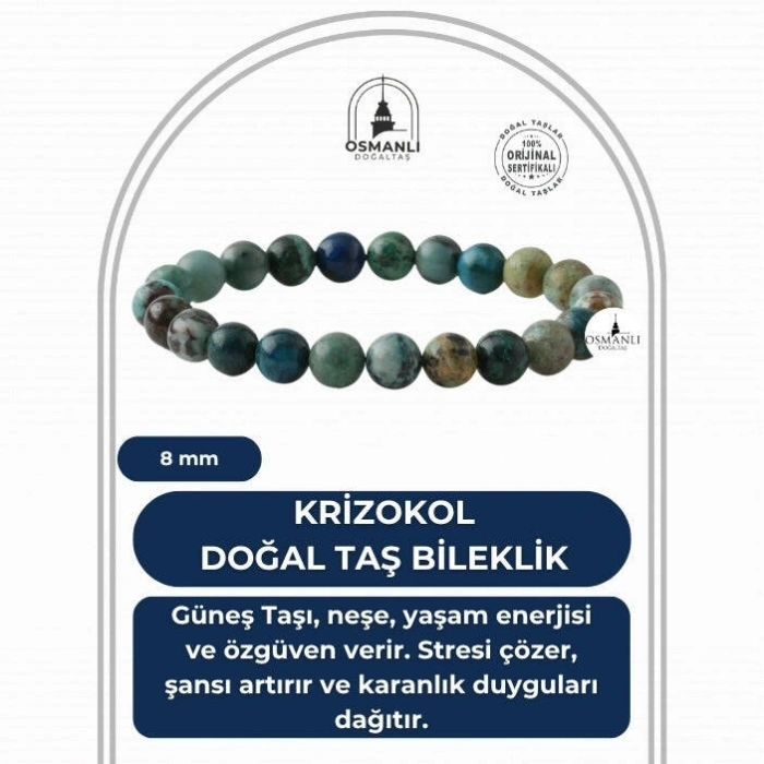 Krizokol 8mm Doğal Taş Bileklik