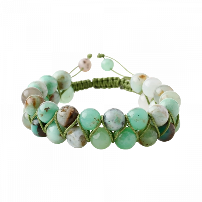 Krizopras 8mm Çift Sıra Makrome Doğal Taş Bileklik