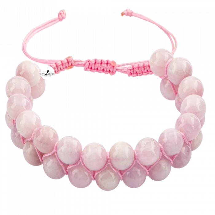 Kunzit 8mm Çift Sıra Makrome Doğal Taş Bileklik