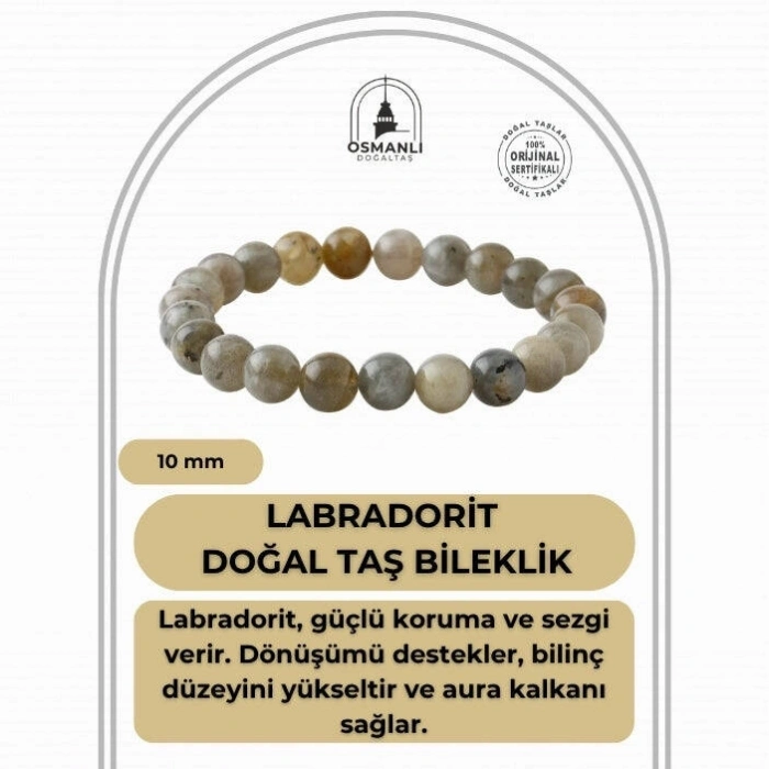 Labradorit 10mm Doğal Taş Bileklik