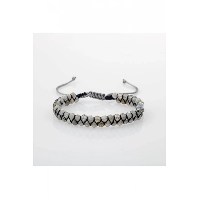 Labradorit 3-4mm Çift Sıra Doğal Taş Bileklik
