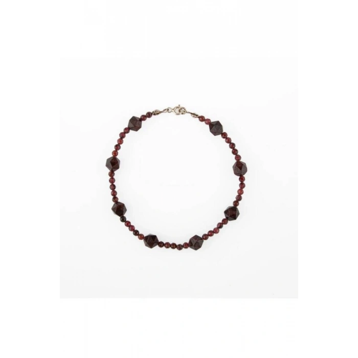 Lal Doğal Taş Gümüş Bileklik