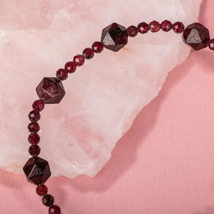 Lal Doğal Taş Gümüş Bileklik