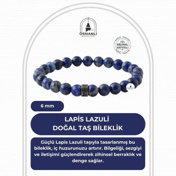 Lapis Lazuli 6mm Doğal Taş Bileklik