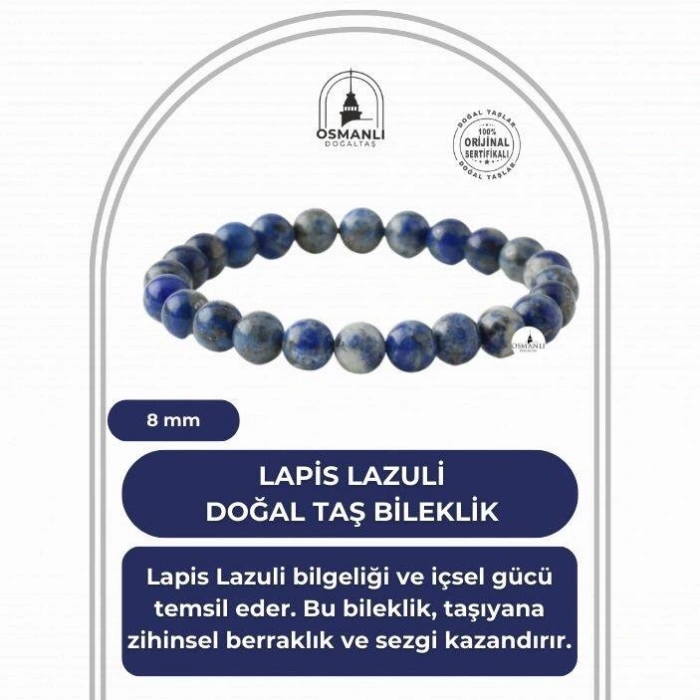 Lapis Lazuli 8mm Doğal Taş Bileklik