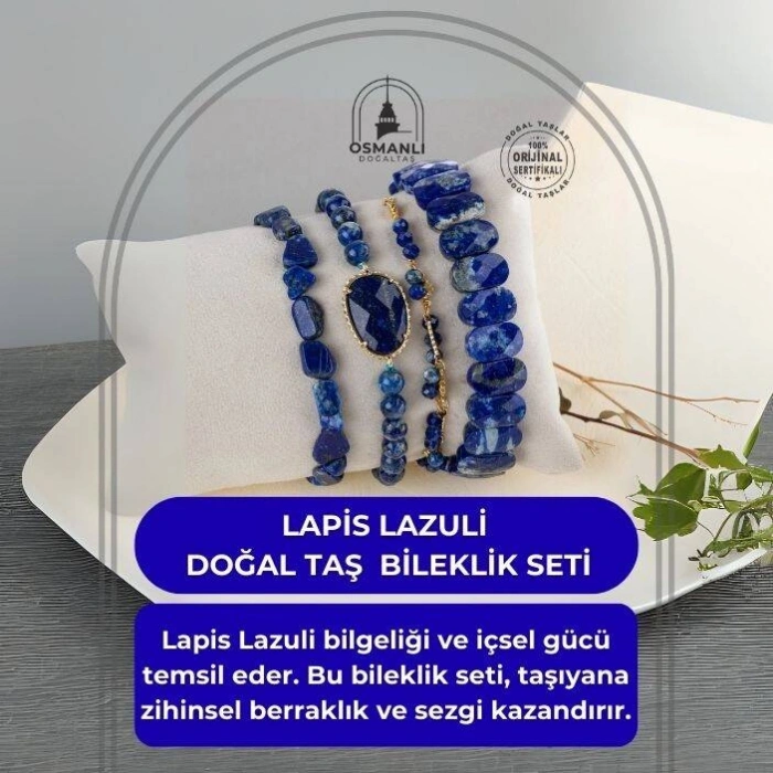 Lapis Lazuli Doğal Taş Kadın Bileklik Seti