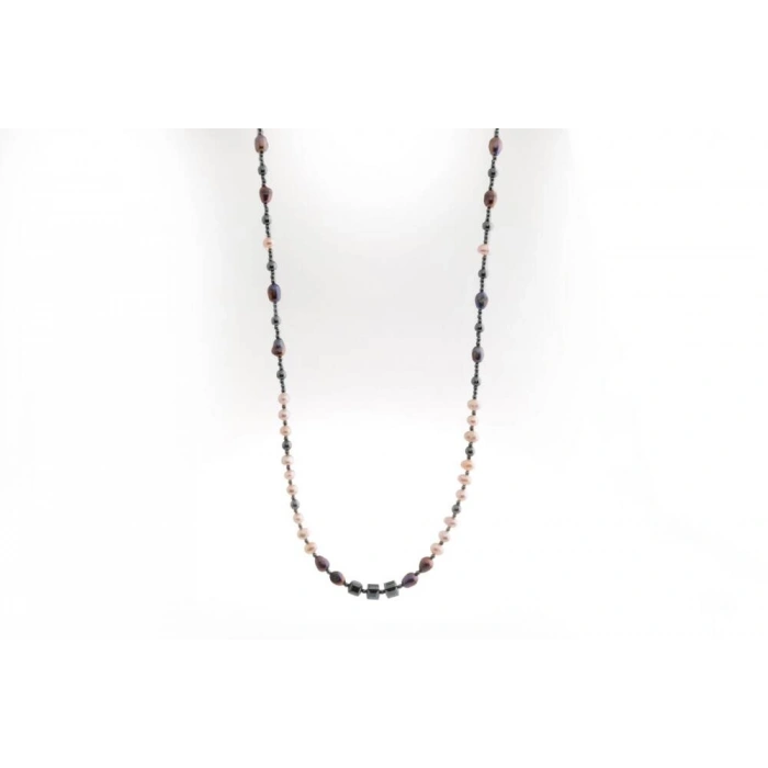 Lina, Hematit Aksesuarlı İnci Kolye