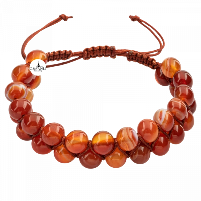 Madagaskar Akiği 8mm Çift Sıra Makrome Doğal Taş Bileklik