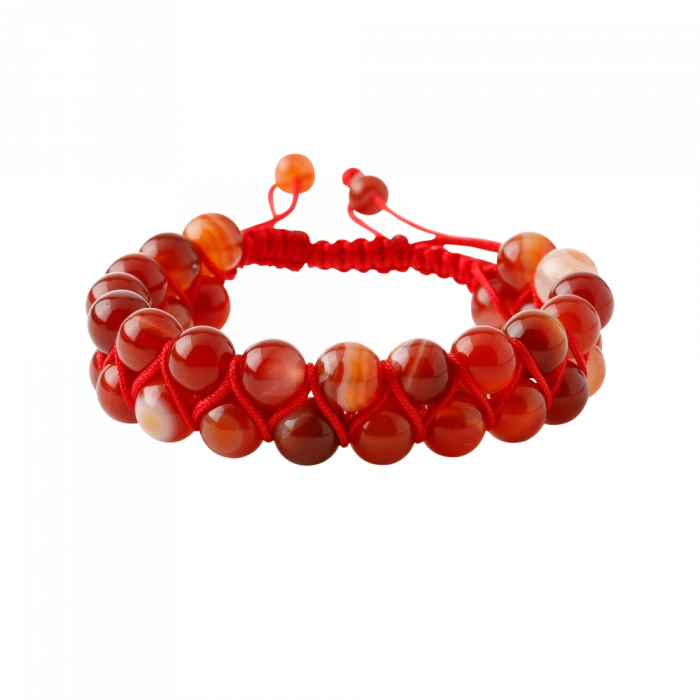 Madagaskar Akiği 8mm Çift Sıra Makrome Doğal Taş Bileklik