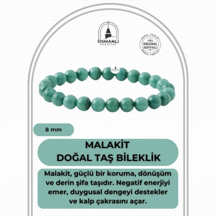 Malakit 8mm Doğal Taş Bileklik