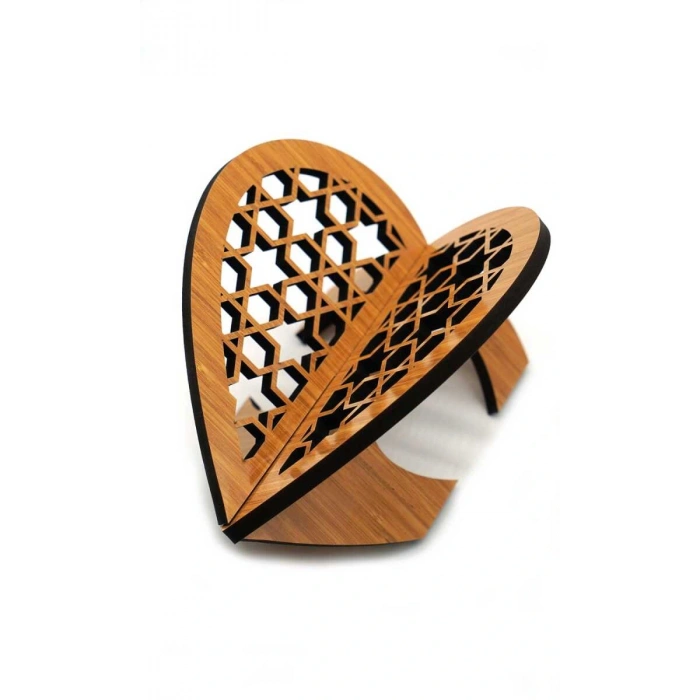 Masaüstü Kalp Motifli Ahşap Rahle