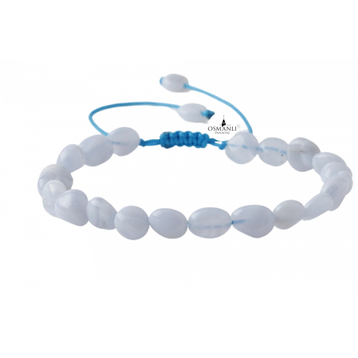Mavi Akik Natürel Kesim Doğal Taş Bileklik