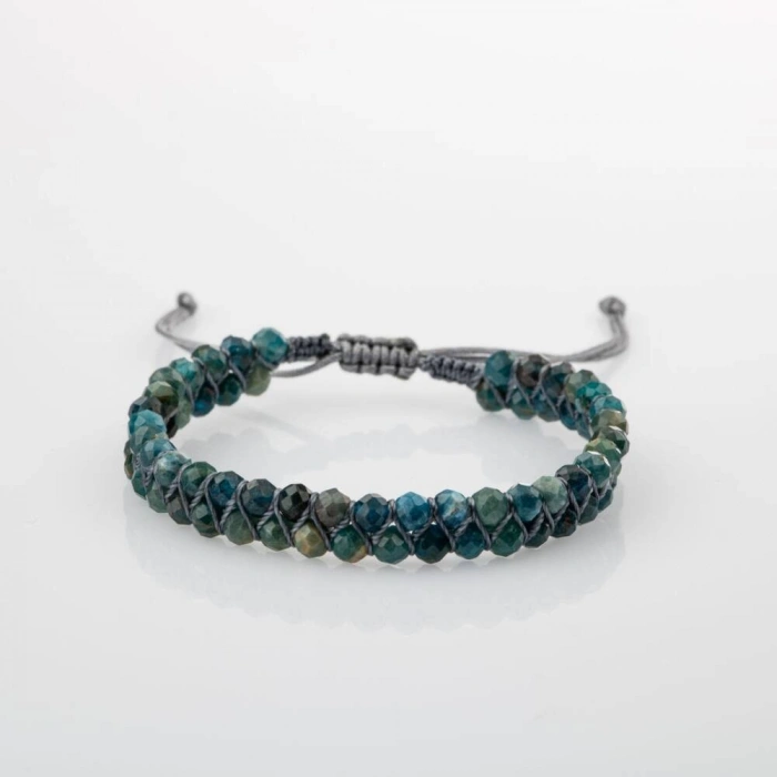 Mavi Apatit 3-4mm Çift Sıra Doğal Taş Bileklik