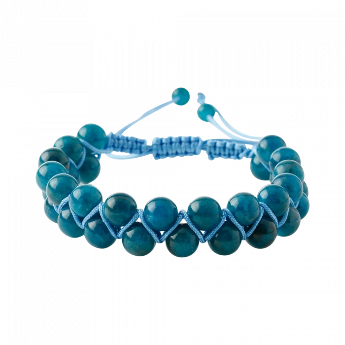 Mavi Apatit 8mm Çift Sıra Makrome Doğal Taş Bileklik