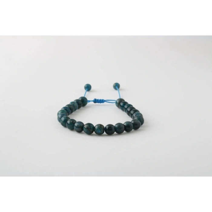 Mavi Apatit 8mm Merdiven Kapama Doğal Taş Bileklik