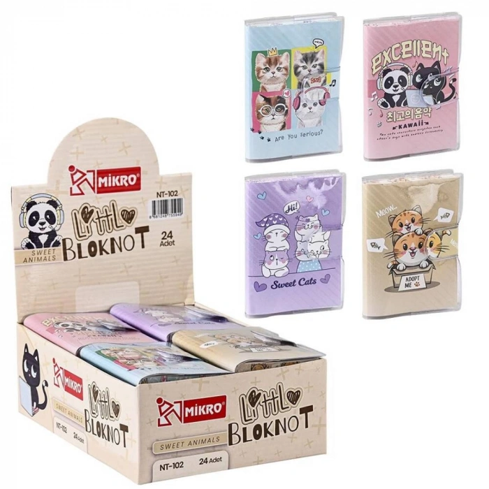 Mikro Cute Cats Mini Not Defteri Çizgili 80 Yp A0