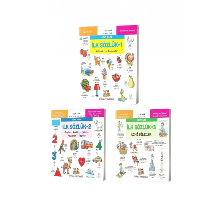 Minikler İçin Dört Dilde Resimli İlk Sözlük 3 Kitap Set