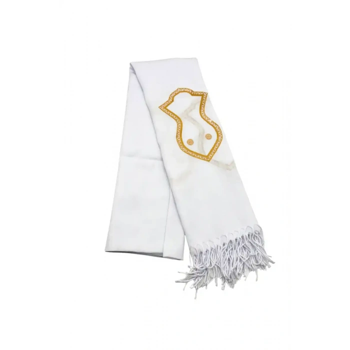 Nali Şerif İşlemeli Şal Beyaz